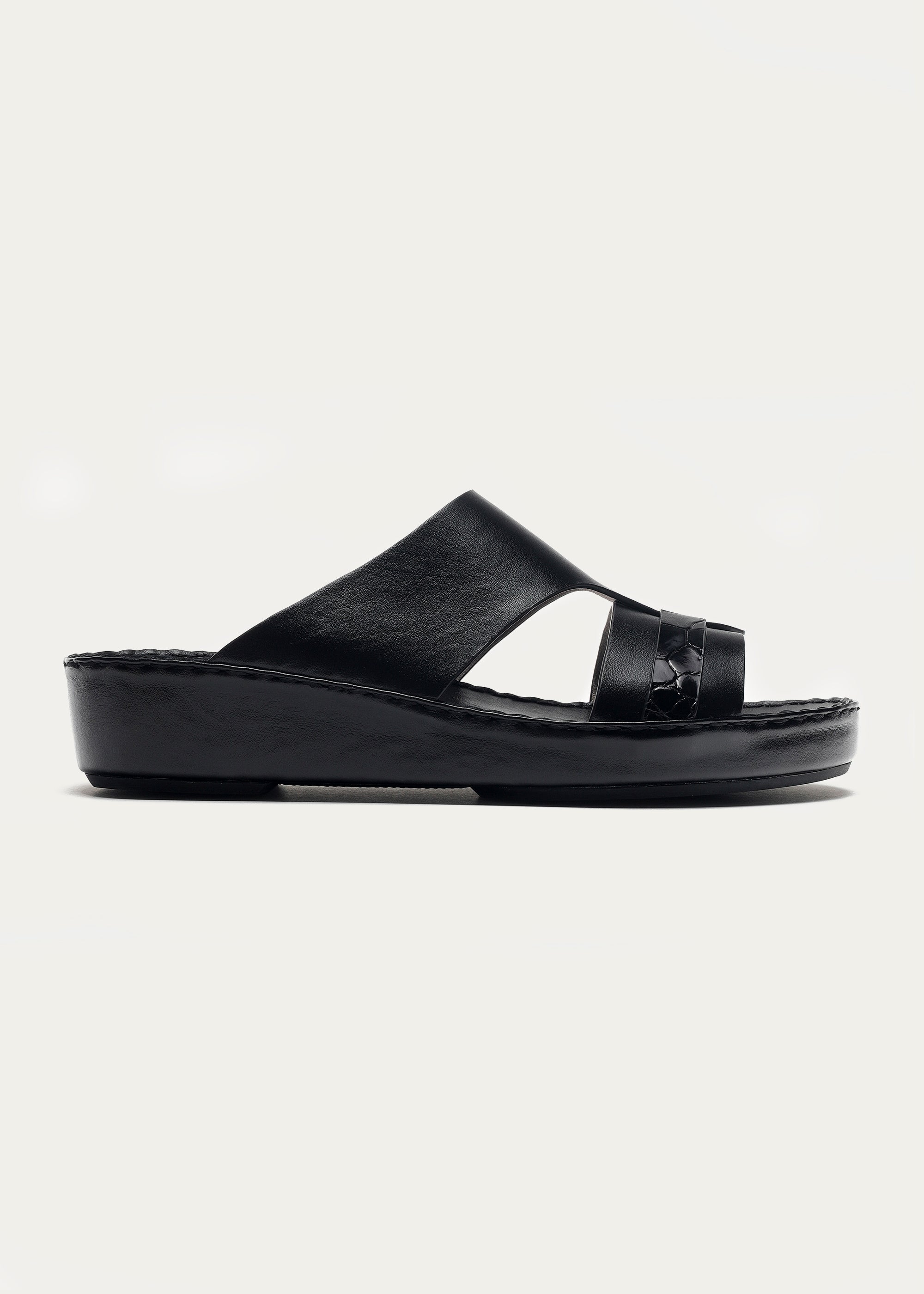 CROCODILE LEATHER SANDALS-PRECIOUS SERIES-MYSTERIOUS BLACK